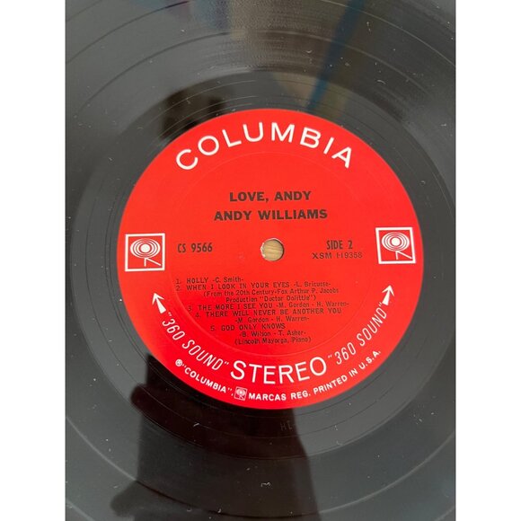 Andy Williams "Love Andy" Vinyl Record CS 9566 Vintage Album - Picture 2 of 4